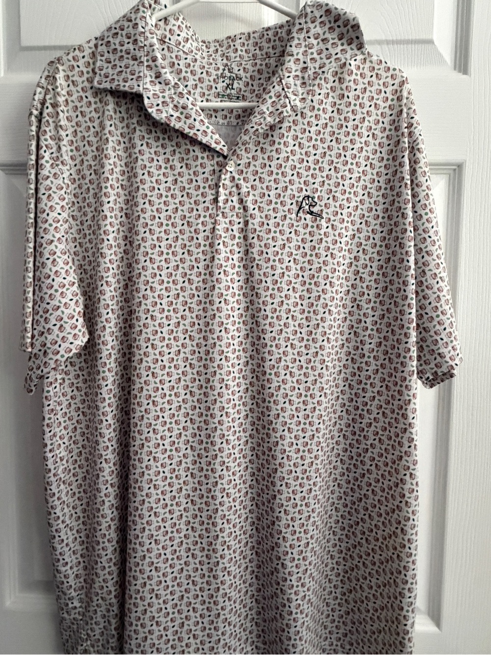Rhoback White Polo with Red and Green Micro Print